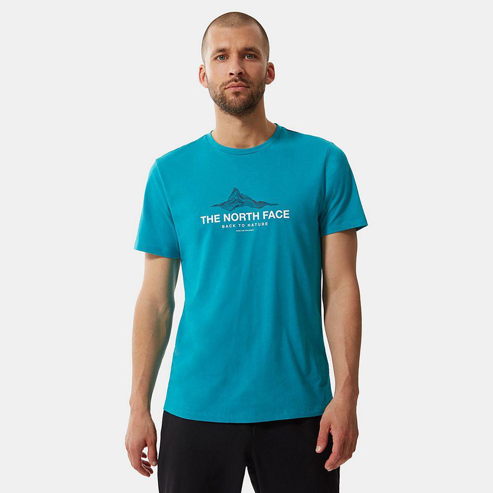 The North Face Foundation Graphic Ανδρικα T Shirt - Μπλε (YKFR46139)